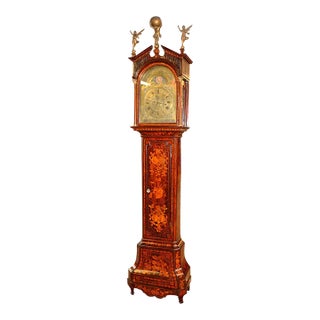 Late 18th Century Figural Dutch Marquetry Tall Case Grandfather Clock For Sale