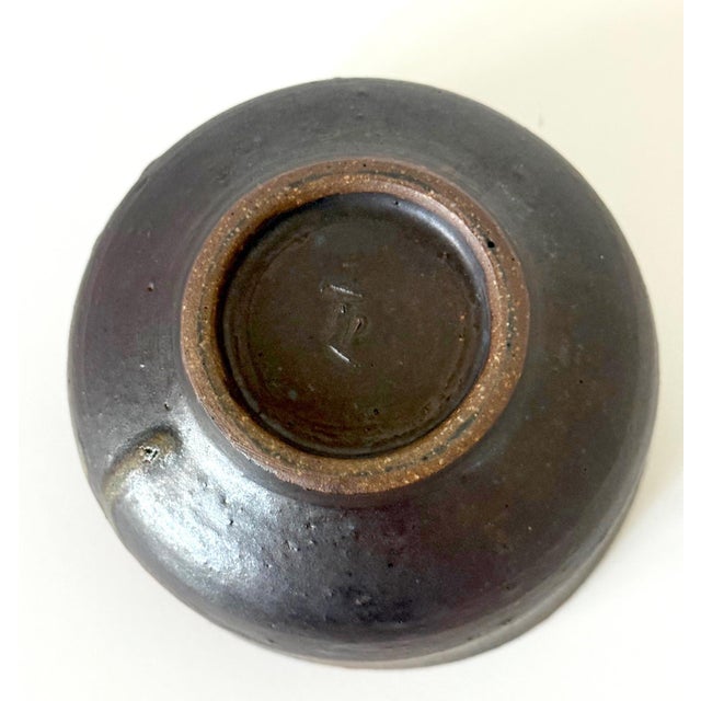 Black Fine Ceramic Tea Bowl with Brilliant Glaze by Toshiko Takaezu For Sale - Image 8 of 13