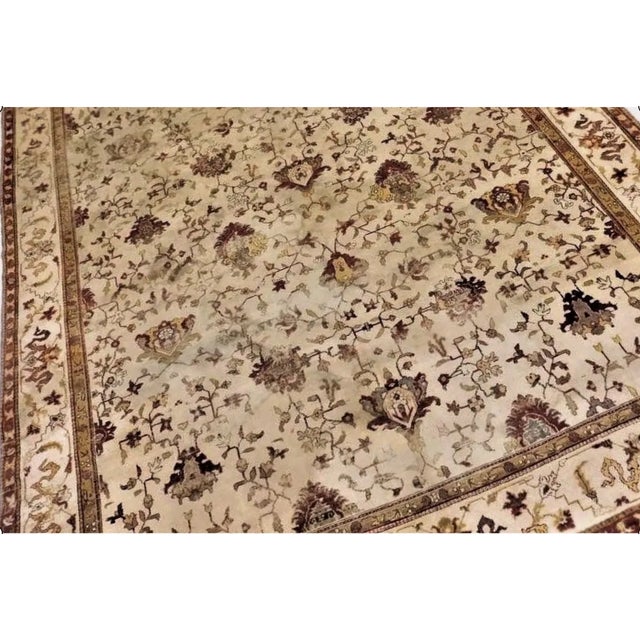 Textile 1900s Antique Hand Knotted Agra Rug- 9′9″ × 13′2″ For Sale - Image 7 of 10