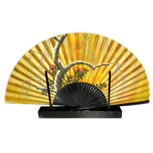 Japanese Lacquer Fan With Display Stand