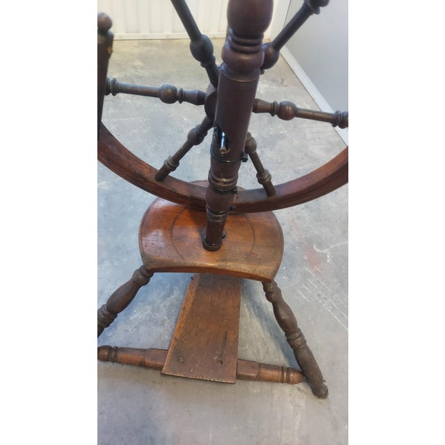 18th-Century European Antique Spinning Wheel — Complete With Distaff, Bobbins & Drive Wheel, Walnut For Sale - Image 13 of 15