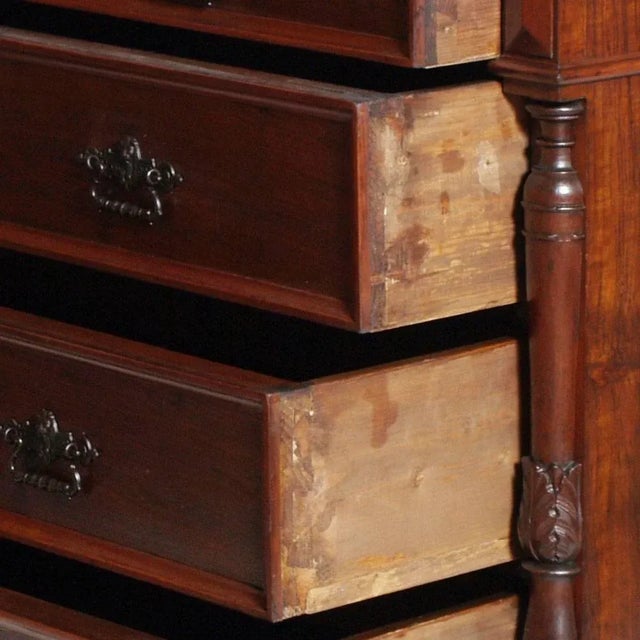 19th-Century Art Nouveau Italian Walnut Commode with Gray Marble Top For Sale - Image 4 of 5