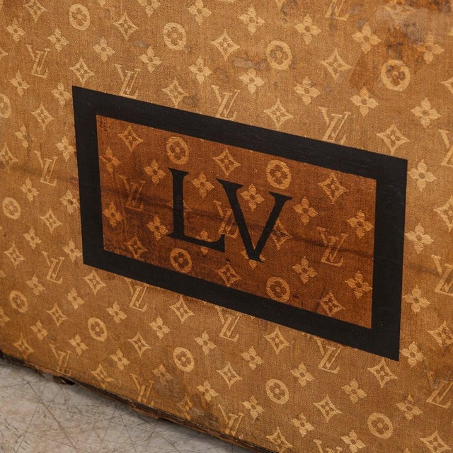 Antique French Malle Haute Trunk in Woven Canvas from Louis Vuitton, 1900 For Sale - Image 17 of 18