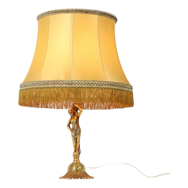 Vintage Table Lamp in Brass and Onyx Marble, 1960s For Sale