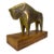 Vintage Mid-Century Modernist Solid Brass Bull Sculpture on Walnut Base For Sale