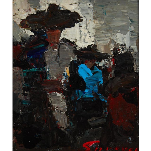 a fine example of post-war abstract expressionism with its emotional and spontaneous thick impasto paint strokes conveying...