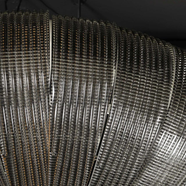 Dark Gray Monumental Modernist Hand-Blown Murano Reeded & Smoked Glass Flush Mount For Sale - Image 8 of 18