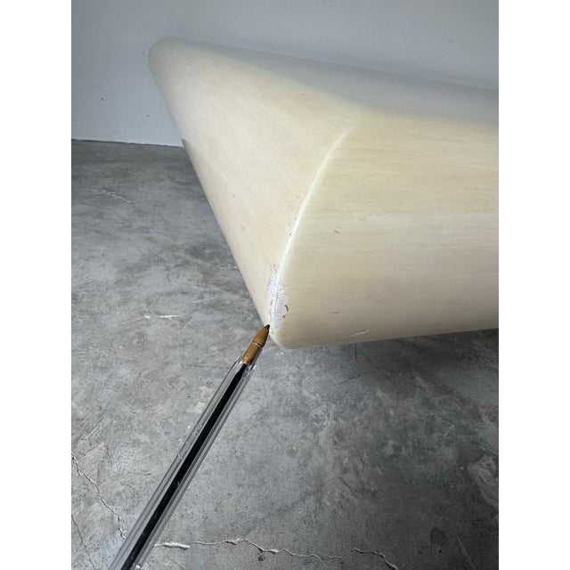 Large Karl Springer–Style Bullnose Lacquer Floating Coffee Table With Chrome Base For Sale - Image 9 of 12