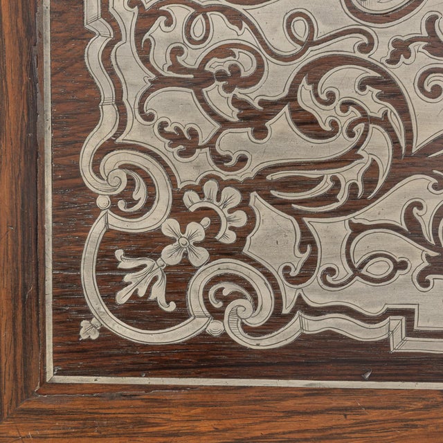 1880-1889 France Rich Walnut Brown Inlaid Walnut Side Table For Sale - Image 10 of 10