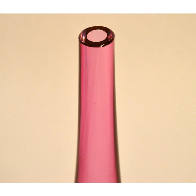 Dark Pink 1960 Flavio Poli for Seguso Pink Murano Hand Blown Art Glass Vase Teardrop Shape For Sale - Image 8 of 14