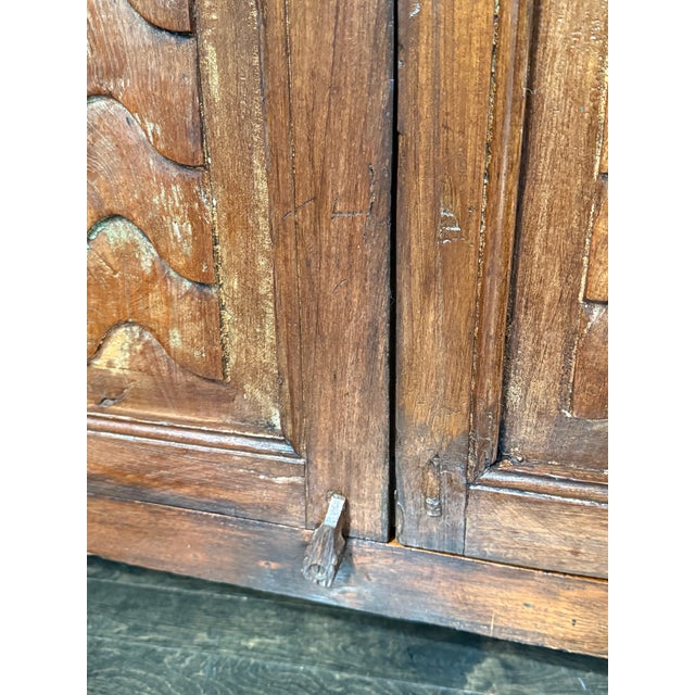 Brown Carved Wood Cabinet, Vintage For Sale - Image 8 of 12