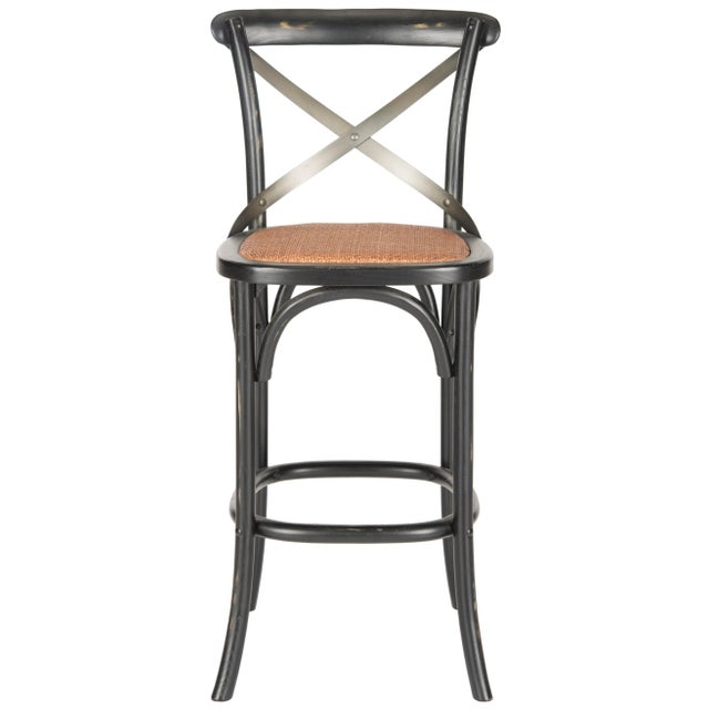 X Back Barstool in Distressed Hickory & Medium Brown For Sale In Philadelphia - Image 6 of 6
