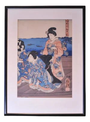 Utagawa Kuniyoshi, Japanese Figures, 1841-1852, Woodblock Print, Framed
