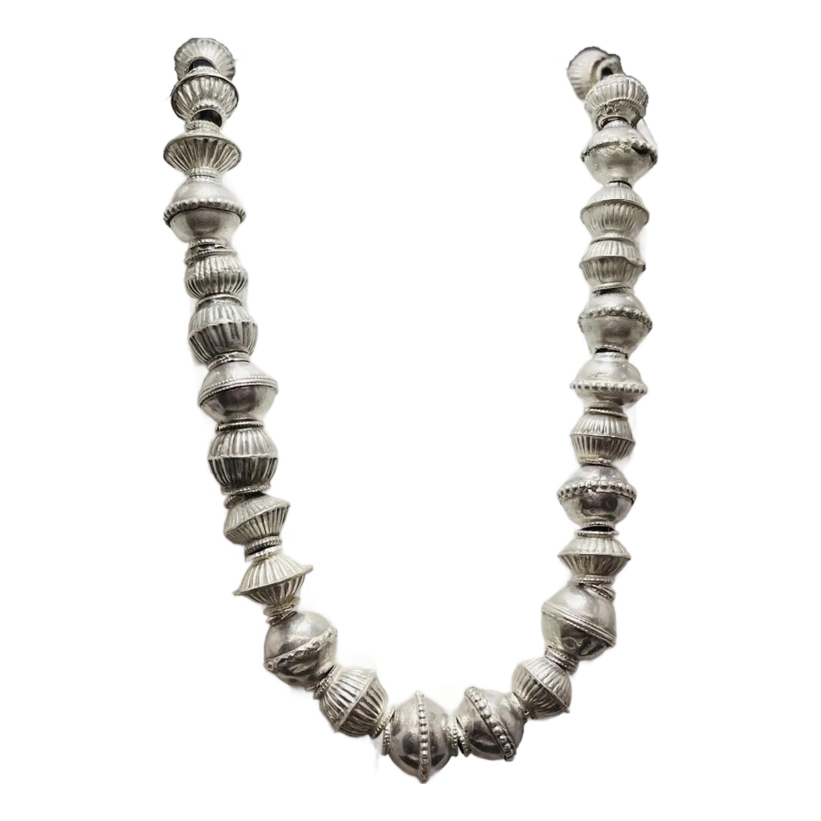 Antique Afghani Silver Balochi Bead Necklace. Antique Afghanistan 