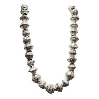 Antique Afghani Silver Balochi Bead Necklace. Antique Afghanistan Jewelry For Sale