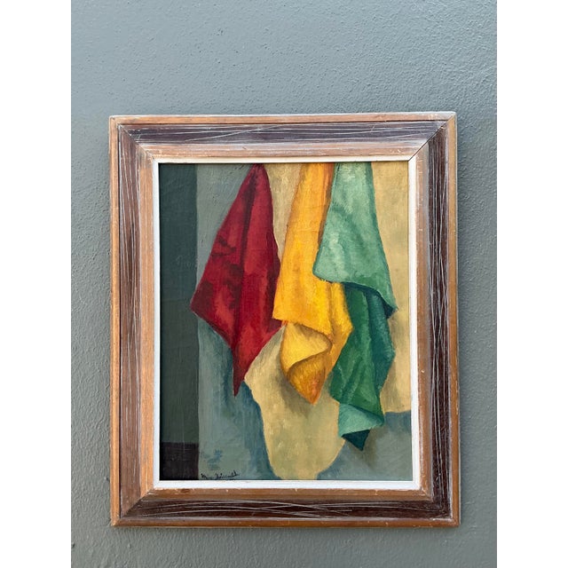 Yellow Vintage Original Still Life Oil Painting on Canvas For Sale - Image 8 of 12