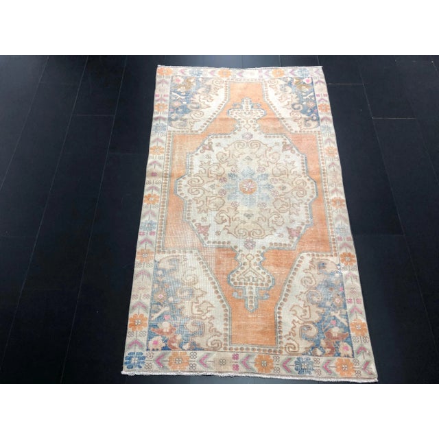 Vintage Boho Turkish Handmade Faded Orange Rug For Sale - Image 11 of 11