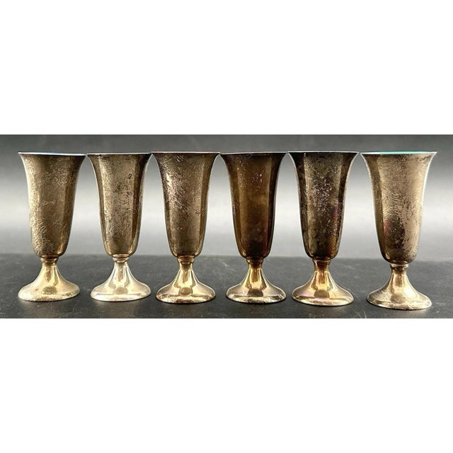 Mid 20th Century Gorhan Sterling Silver 951 Cordial Shot Glasses 124 Grams - Set of 6 For Sale - Image 13 of 17