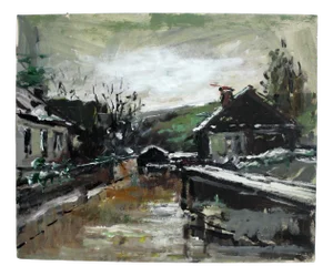 Magdalena Spasowicz, Houses, Oil & Acrylic on Cardboard, 2004