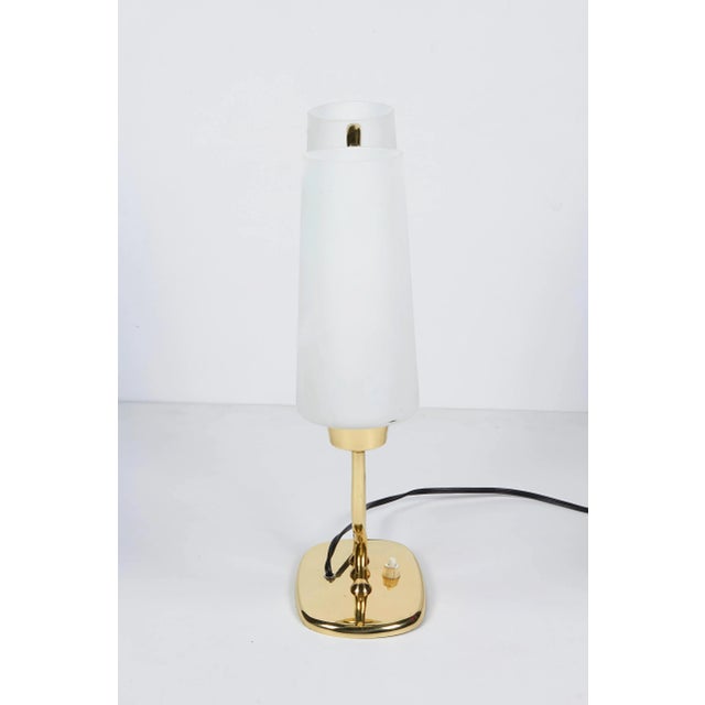 Metal Stilnovo 1950s Italian Table Lamp in Brass and Case Glass Satin Shades For Sale - Image 7 of 8