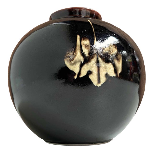 Tenmoku Tenmoku Ikebana Flower Vase, 1950s For Sale