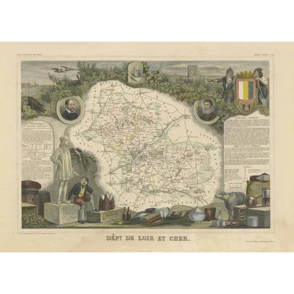 Map of the French Department of Loir-Et-Cher For Sale - Image 3 of 6