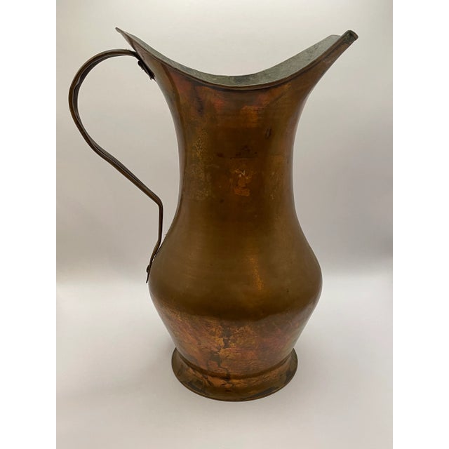 Late 18th Century Antique Hand Hammered Copper Ewer Wine Water Can Pitcher Jug For Sale - Image 5 of 12