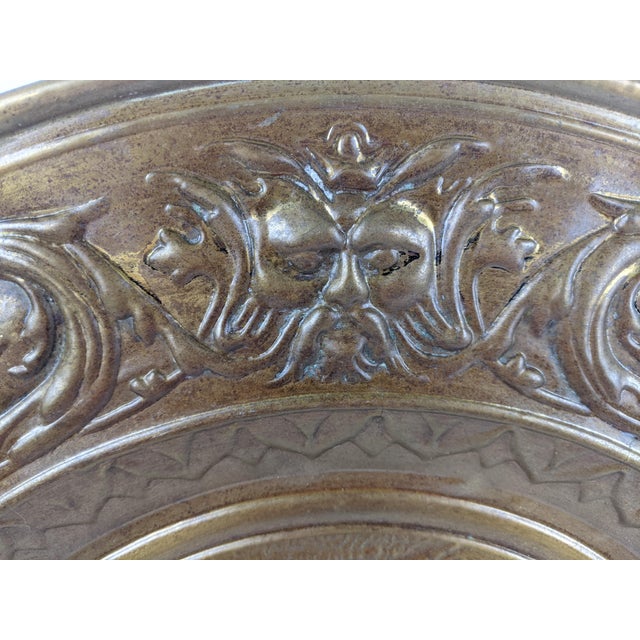 Brass Vintage English Embossed Brass Wall Charger With Horse-Drawn Coach Scene, 23" For Sale - Image 8 of 15