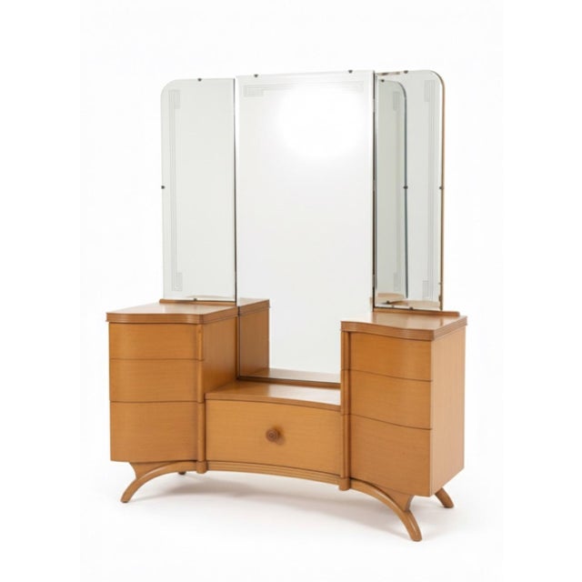 This stunning "Janus" collection vanity by Mount Airy Chair Co. features a beautiful blend of Art Deco waterfall edges and...