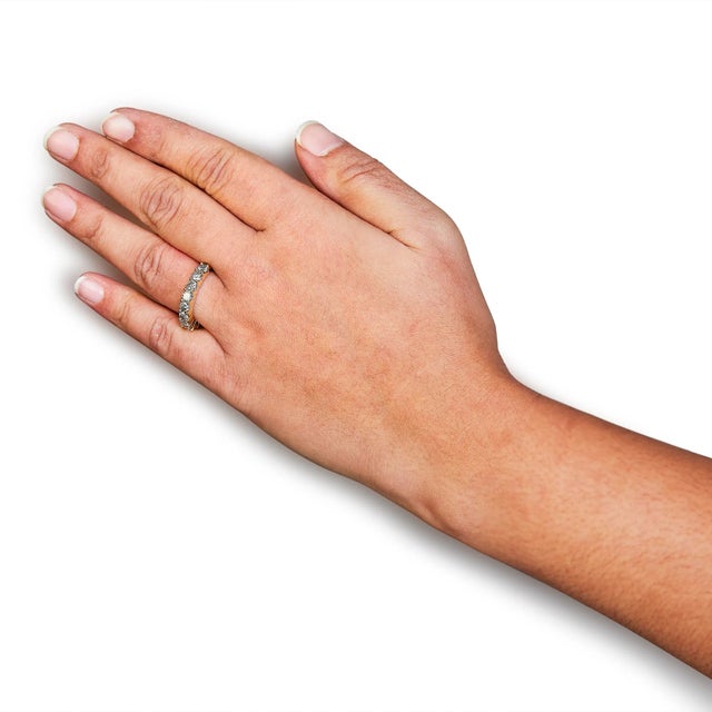 14K Yellow Gold Plated .925 Sterling Silver 2.0 Cttw Round Brilliant Cut Diamond 10 Stone Anniversar For Sale In New York - Image 6 of 7