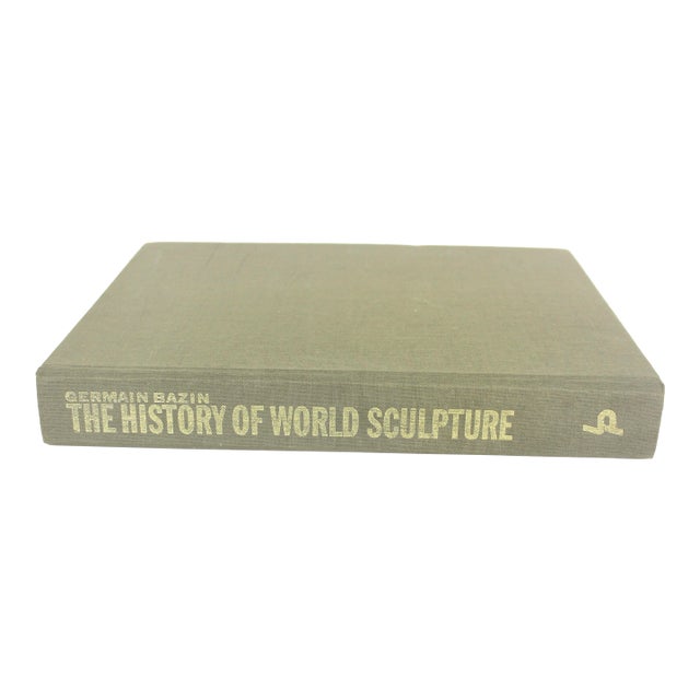 1968 the History of World Sculpture by Germain Bazin Hard Cover Coffee Table Book With Taupe Linen Cover For Sale