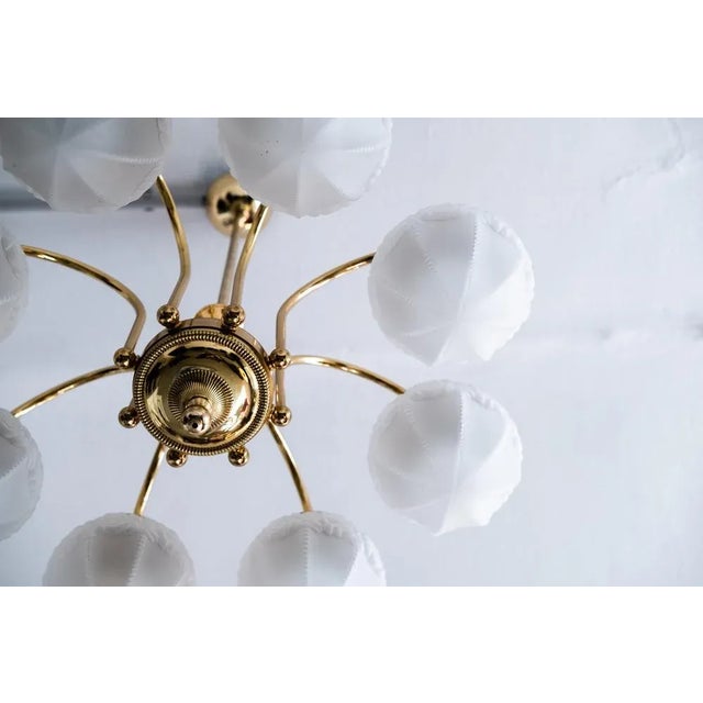 8-Flame Brass Ceiling Lamp in Art Nouveau Style For Sale - Image 3 of 7