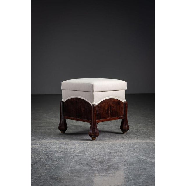 Antique Upholstered Ottoman, 1920s For Sale - Image 4 of 11