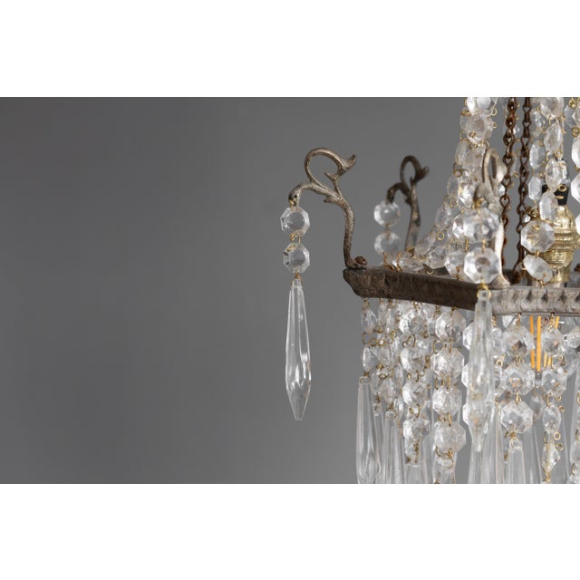 Small Antique Chandelier in Glass, 1900 For Sale - Image 4 of 7