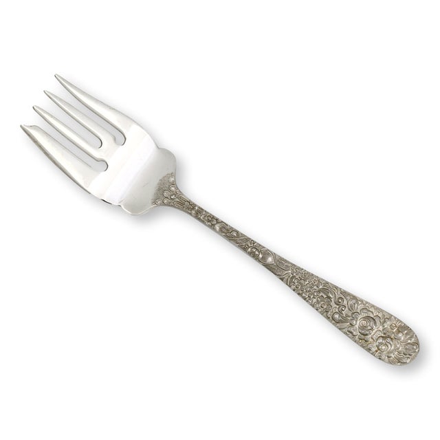Sterling Silver Kirk Stieff Rose Pattern Salad Forks, S/4 For Sale - Image 4 of 5