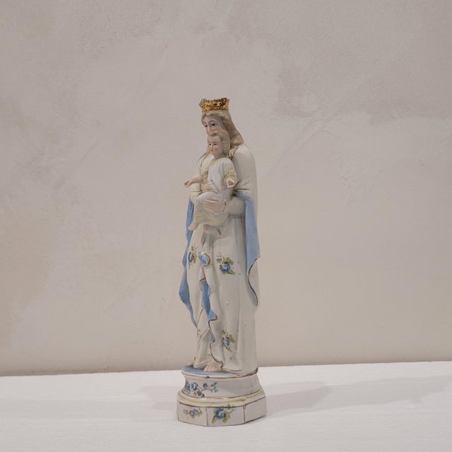 1920s Biscuit Porcelain Virgin with Child Figure, Germany, 1920s For Sale - Image 5 of 17