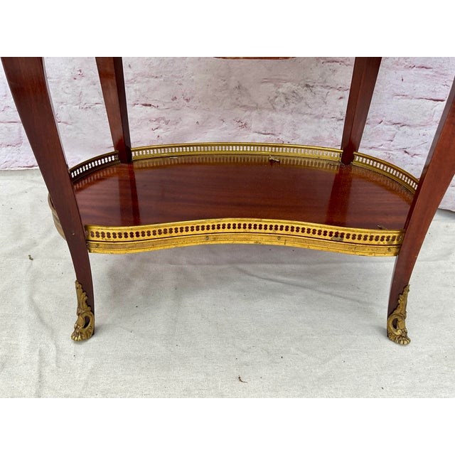 Elegant Louis XV Side Tables With Marble Tops and Brass Accents - A Pair For Sale - Image 16 of 17