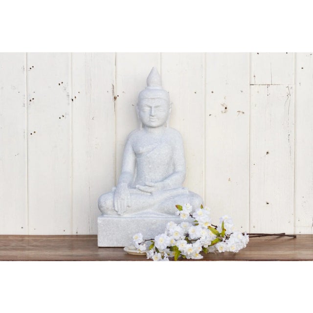 Tall White Marble Burmese Buddha For Sale - Image 9 of 10