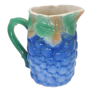 Antique Majolica Grape Pottery Pitcher With Vines From Czecho Slovakia