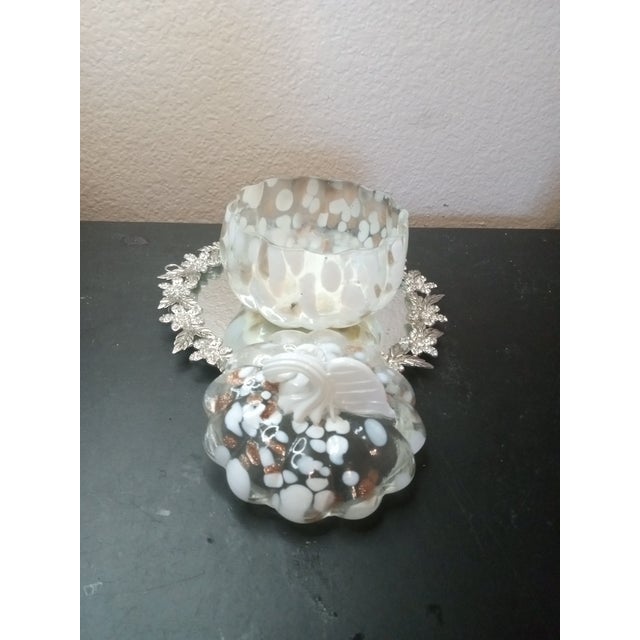 American Gorgeous Art Glass Pumpkin Canister Candy Dish For Sale - Image 3 of 5