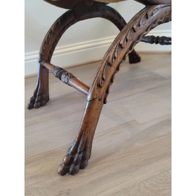 Wood 19th Century Italian Renaissance Revival Curule Stool For Sale - Image 7 of 11
