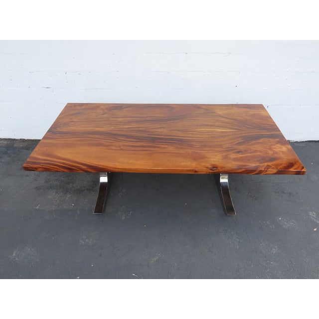Solid Mahogany and Chrome Large Long Dining Table 6673 For Sale - Image 18 of 18