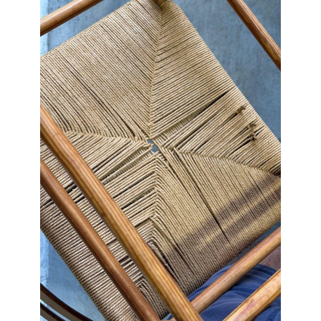 Vintage Danish Pine Armchair Rush Seat Scandinavian Mid Century For Sale In Los Angeles - Image 6 of 7