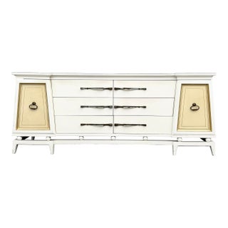 Hollywood Regency White and Gold Credenza by American of Martinsville For Sale