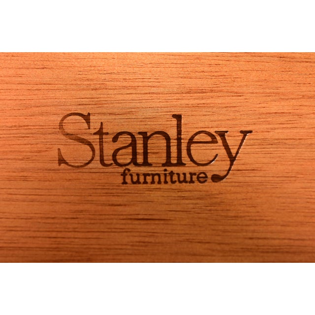 Green Mid-Century Hollywood Regency Campaign Green Lacquered Faux Bamboo Triple Dresser or Credenza by Stanley, Newly Refinished For Sale - Image 8 of 16