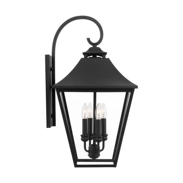 Traditional Sean Lavin by Visual Comfort Studio Galena 4-Light Outdoor Large Lantern Sconce in Textured Black For Sale - Image 3 of 6