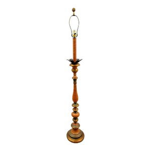 Vintage Parcel-Gilt Wood Candlestick Floor Lamp With Acanthus Leaf Accent Italy