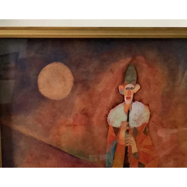Mid-Century Modern 1950s "Clown", Figurative Mixed-Media Painting by Matabei Goto, Signed & Framed For Sale - Image 3 of 4
