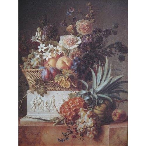 Fruit & Floral Basket Framed Transfer Print For Sale - Image 4 of 4