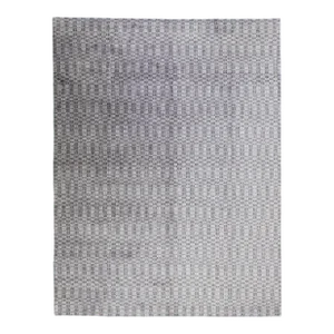 2010s Gray Modern Handmade Geometric Wool & Silk Rug